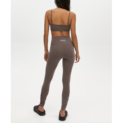 High waist lifestyle ruched yoga leggings nylon spandex fitness tights