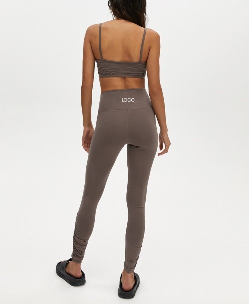 High waist lifestyle ruched yoga leggings nylon spandex fitness tights