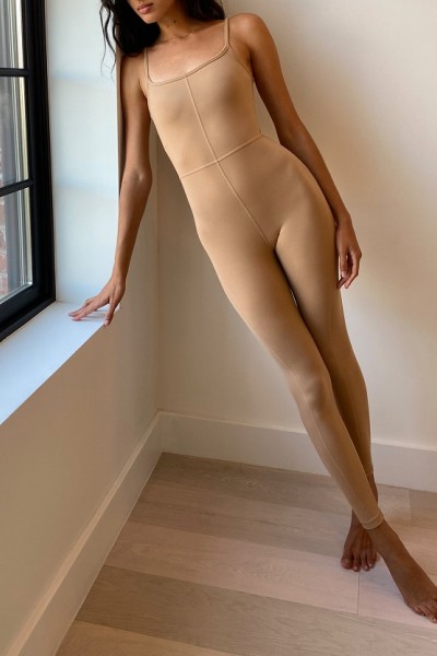 Custom U back one piece everyday yoga jumpsuits with removable paddings