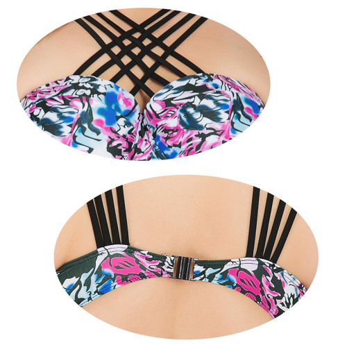Custom bikini Printed Strappy High Waist Quick Drying Swimwear Bikini Top Bottom Lady Plus Size Swimsuit