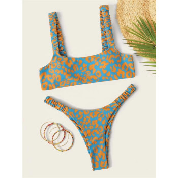 WSWT11 Sustainable Supplier Recycled Swimwear High Cut Bottom Womens Printed Sport Swimsuit thong Bikini