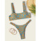 WSWT11 Sustainable Supplier Recycled Swimwear High Cut Bottom Womens Printed Sport Swimsuit thong Bikini
