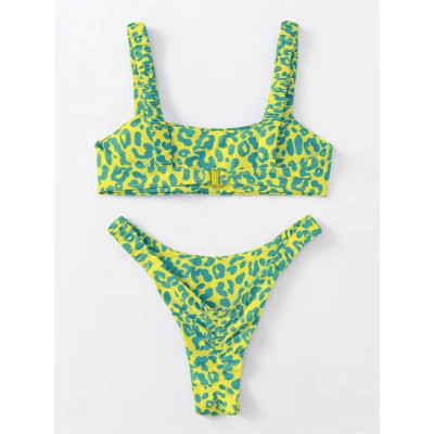 WSWT11 Sustainable Supplier Recycled Swimwear High Cut Bottom Womens Printed Sport Swimsuit thong Bikini