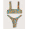 WSWT11 Sustainable Supplier Recycled Swimwear High Cut Bottom Womens Printed Sport Swimsuit thong Bikini