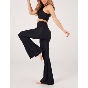 Wholesale high waisted bell-bottom yoga pants flattering flared pants