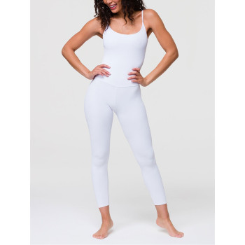 Women's classic plain ribbed fabric yoga jumpsuits 7/8 length yoga leggings