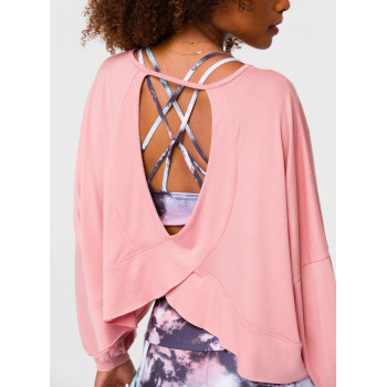 Custom long sleeve hollow back sports sweatshirts crew neck puff shoulder sportswear