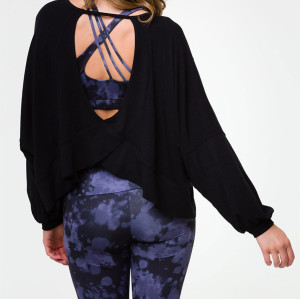 Custom long sleeve hollow back sports sweatshirts crew neck puff shoulder sportswear