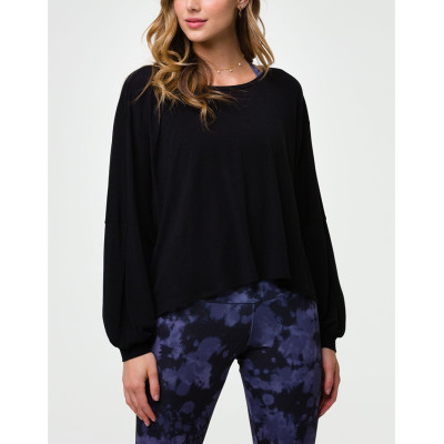 Custom long sleeve hollow back sports sweatshirts crew neck puff shoulder sportswear