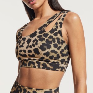 Custom logo Leopard Sports Bra, Sexy Cute Workout Yoga bra,  Medium Support sports bra