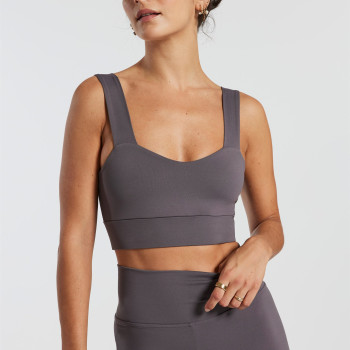 Womens Square Neck Longline Sports Bra . Padded Workout top Sports bra with Built in Bra
