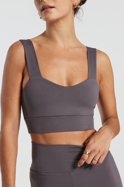 Womens Square Neck Longline Sports Bra . Padded Workout top Sports bra with Built in Bra