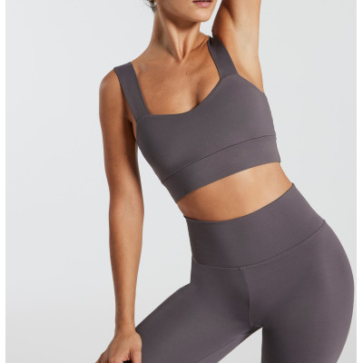 Womens Square Neck Longline Sports Bra . Padded Workout top Sports bra with Built in Bra