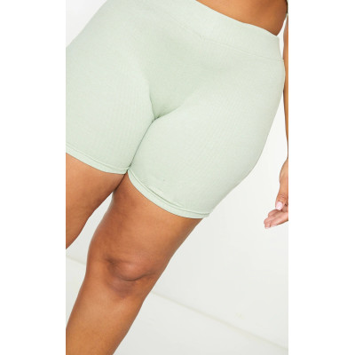 Plus size ribbed yoga shorts for women high waisted biker shorts