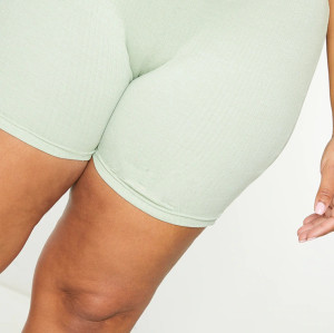 Plus size ribbed yoga shorts for women high waisted biker shorts