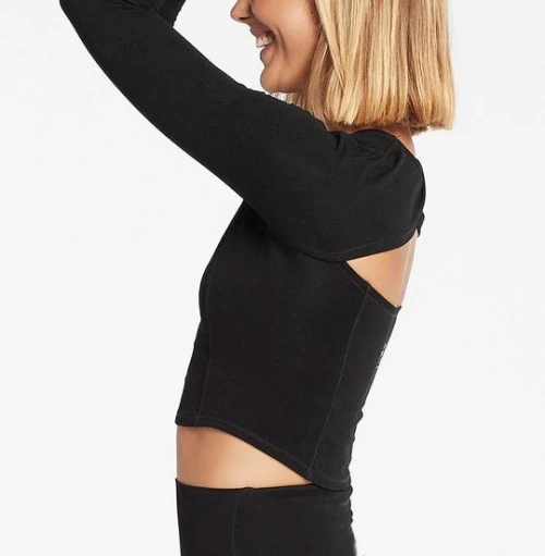Custom long sleeve crew neck fitness shirts for ladies with cut out back