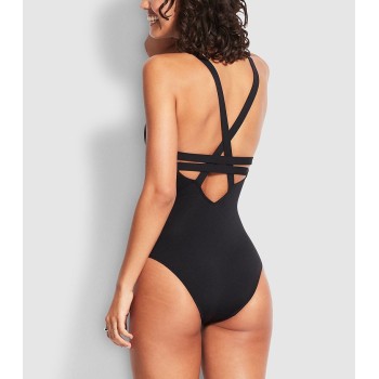 Custom sexy one piece swimwear for women cross back cutout swimsuits