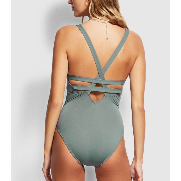 Custom sexy one piece swimwear for women cross back cutout swimsuits