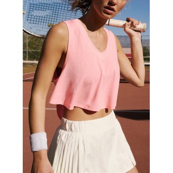 Women Cropped Tank Tops - Sleeveless Sports Shirts Athletic Yoga Running Gym Workout wear