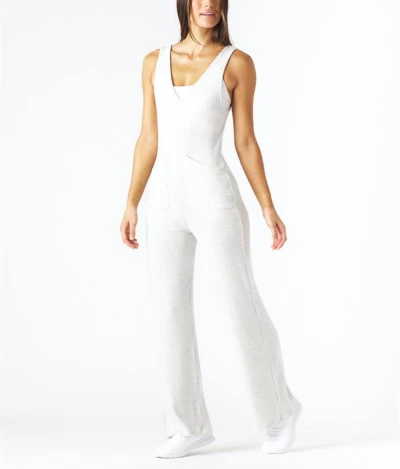 Wholesale V neck one piece jumpsuits with side pockets 100% cotton loungewear