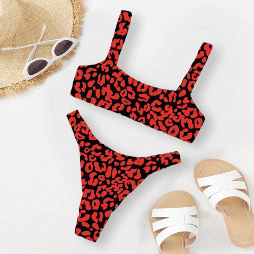 WSWT12 Custom logo Swimwear High Cut Bottom Womens Printed Sport Swimsuit thong Bikini