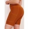 Plus size compressive yoga shorts for women with side pockets