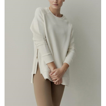 Custom cotton crew neck sports sweatshirts with zipper for ladies