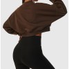 Women Cropped Sweatshirt Long Sleeves Pullover Fleece Crop Tops