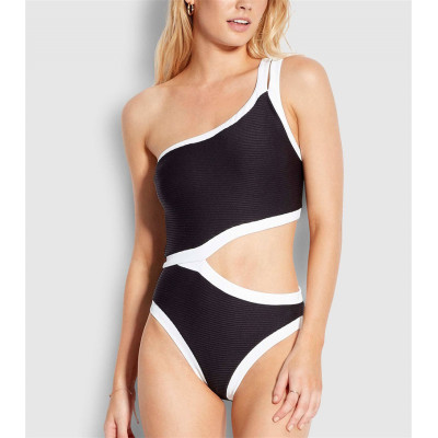 Custom Color Block Midriff Outfits Sexy Bikini Swimwear One pieces Sets wholesale Swimsuit Bathing Suit