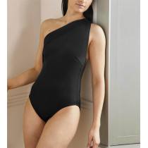 Custom Latest Design One Shoulder Swimwear One Piece Swimsuit Bikini High Waist Solid Color Beach Swimwear