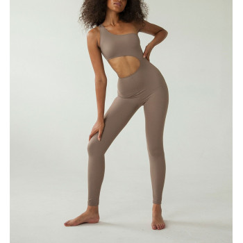 Custom one shoulder sportysuit sexy one piece jumpsuits with removable paddings