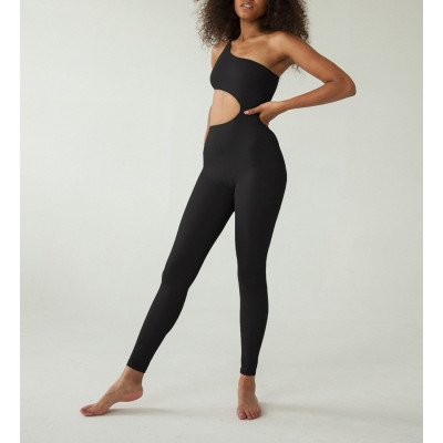 Custom one shoulder sportysuit sexy one piece jumpsuits with removable paddings