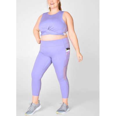 Plus size no front seam yoga leggings with side mesh pockets