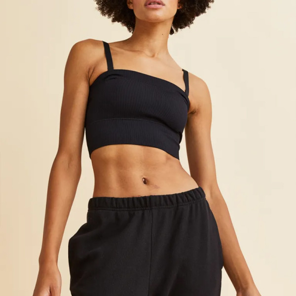 Women's Sports Bra Workout Crop Top Tank Tops for Women Long Lined Sports Bra Ribbed Crop Top Fitness