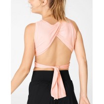 Custom women's open back tank top light weight knot design sleeveless cropped tee