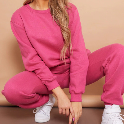 Women's 2 Piece Fleece Sweatsuit ,Long Sleeve Crewneck Pullover Sweatshirt ,Jogger Pants Lounge Sets