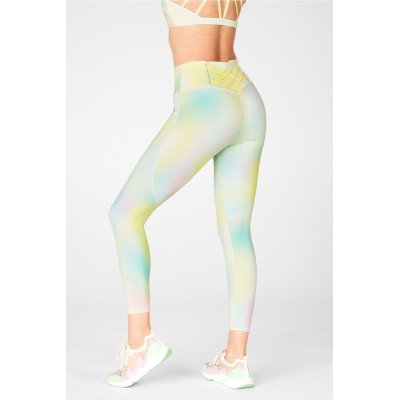 Wholesale tie dye ankle length yoga leggings for women squat proof fitness tights