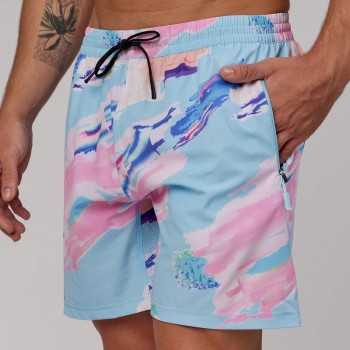 Men's Shorts with Pockets, Men Sublimation  Print Adjustable Elastic Waist Drawstring Workout Shorts