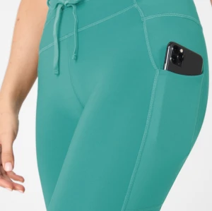 Custom women's pocket full length leggings adjustable waist yoga leggings