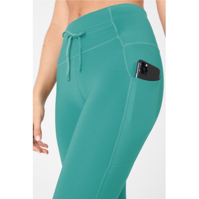 Custom women's pocket full length leggings adjustable waist yoga leggings