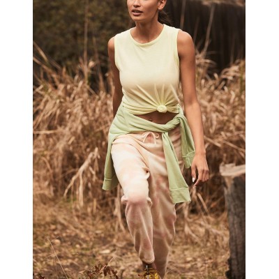 Custom cotton athleisure knot tank top for women hollow back singlets