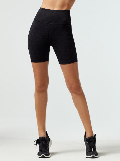 Custom printing biker shorts with side pockets high waist performance yoga shorts