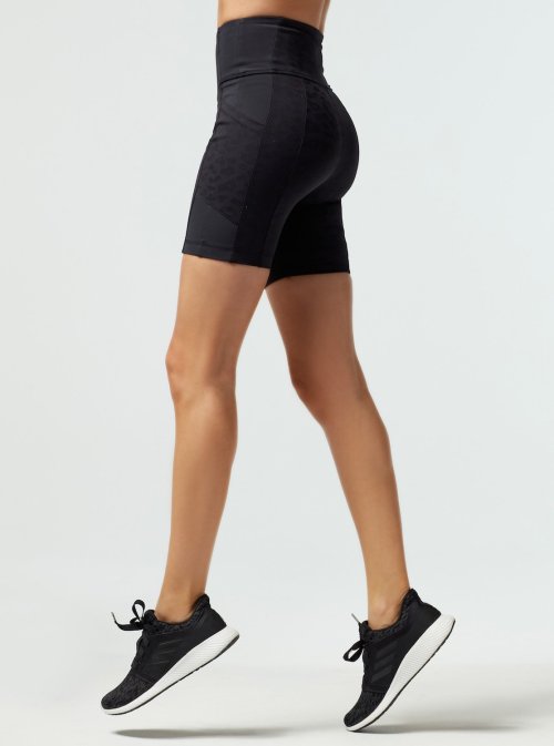Custom printing biker shorts with side pockets high waist performance yoga shorts