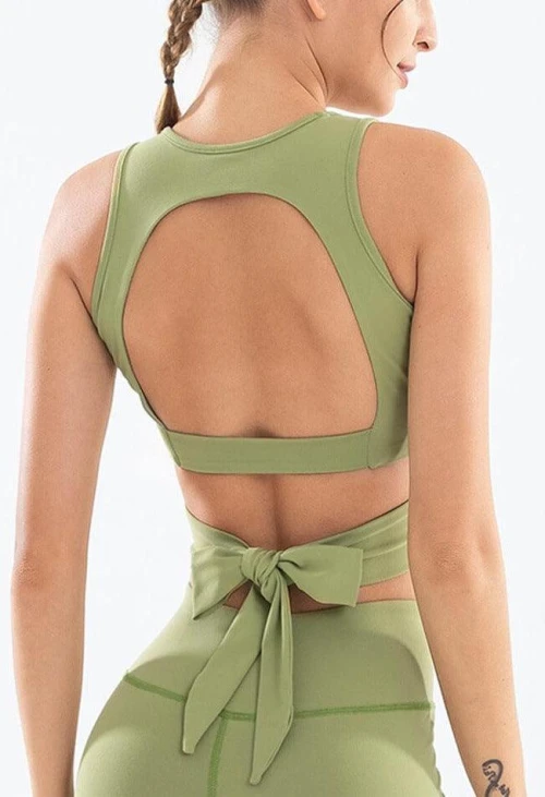 Women's sports bra offers medium support and is made with comfortable fabric