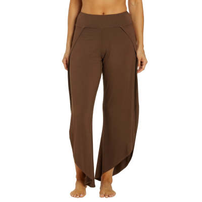 The Yoga Pant boasts a boho tulip hem that can be worn open or tied up