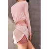 New women's sports shorts in pink with a petal look design