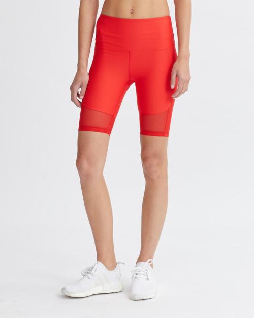 Custom mesh panel shorts for women high rise compressive biker shorts