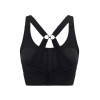 Versatile sports bra with zipper, adjustable straps, and clasp.