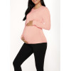 maternity long-sleeved workout top is made of soft fabric with a chest zipper designed