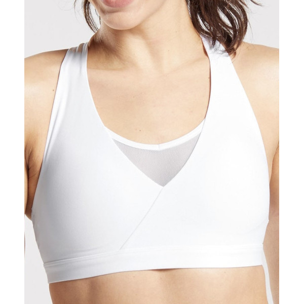 The new bra design features low support intensity, comfortable cups, supportive straps, and a breathable mesh back